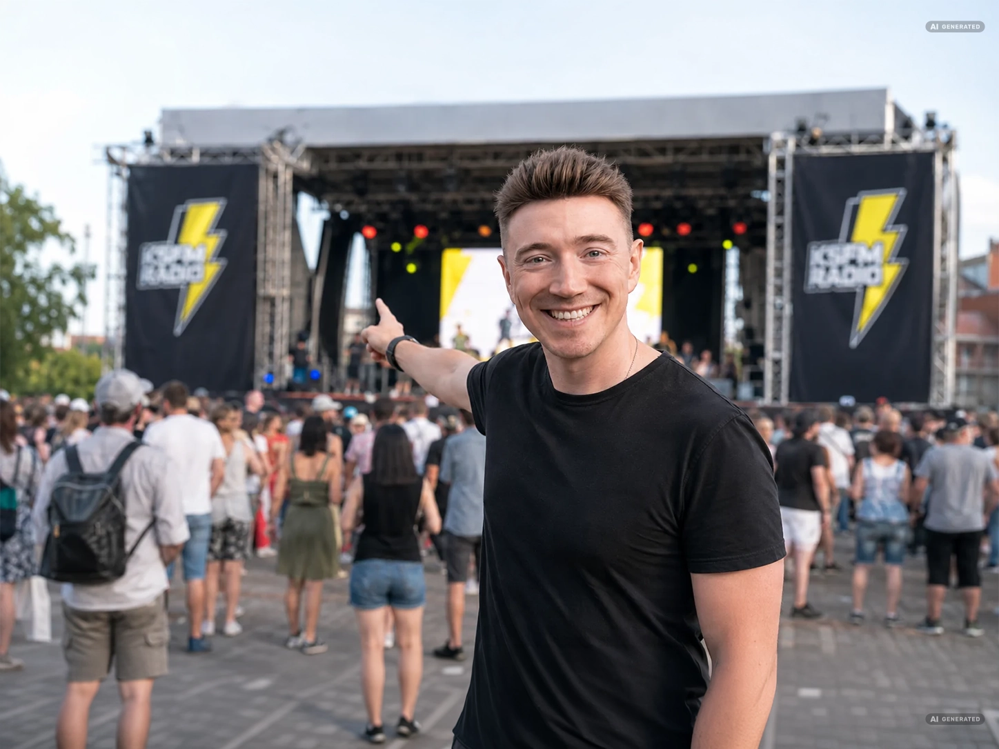 Daniel Kaiser vor der KSFM-Radio-Bühne